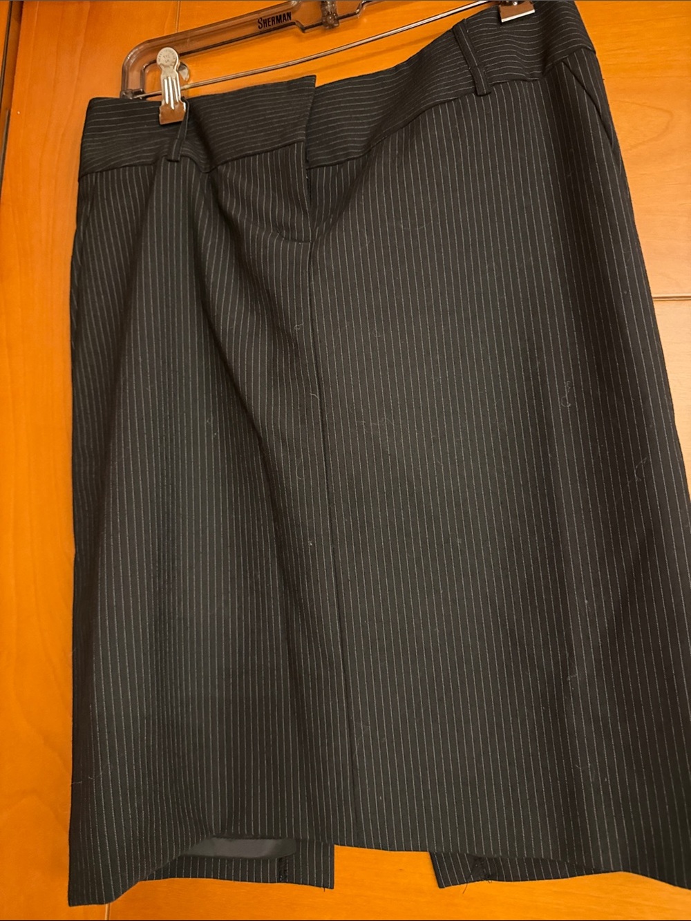 Express Black Pinstripe Midi Skirt